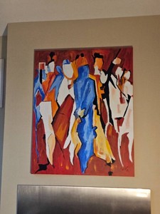 Large Signed 2007 Abstract Figural Canvas Painting 47 x 59