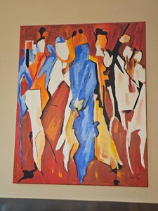 Large Signed 2007 Abstract Figural Canvas Painting 47 x 59