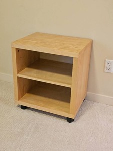 Contemporary Blonde Maple Rolling Storage Cabinet