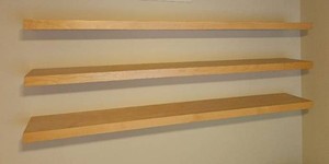Blonde Maple Floating Wall Shelves, Set of Three