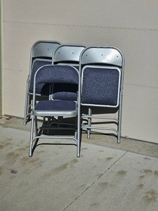 Padded Metal Folding Chairs, Set of Four