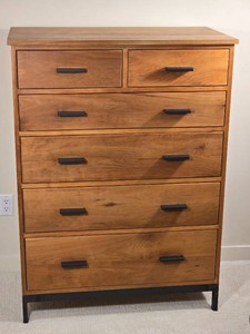 Cherry Room & Board Six Drawer Dresser Chest with Black Hardware