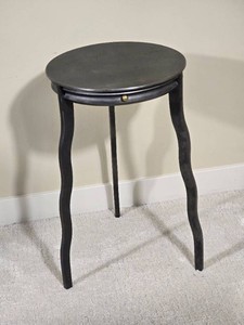 Restoration Hardware Round Dark Metal Accent Table with Curved Legs