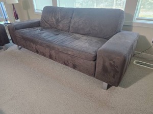 W. Schillig Mocha Suede Leather Goya Sofa, a