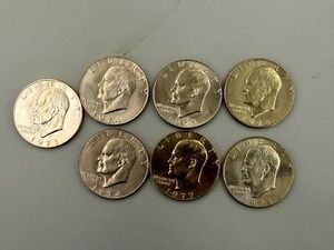 7 Ike Dollars 1973, 1974, 1974D, 1977, 1977D, 1978 & 1978D