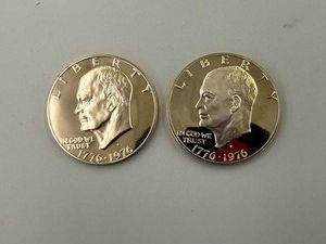 1976S Proof Ike Dollars Var 1 & Var 2