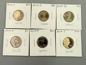 6 Jefferson Nickle Proofs & BU Coins