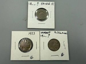 1800s Shield Nickle & 2 Buffalo Nickles