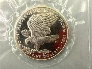 1991 The Heroes of Desert Storm Five Dollar Republic of the Marshall Islands Coin