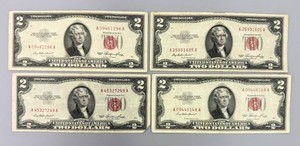 4 1953 $2 Red Seal Notes