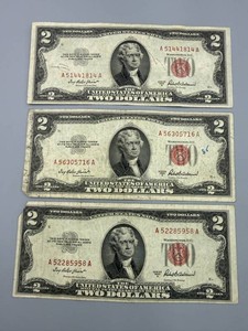 3 1953A $2 Red Seal Notes