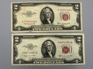 2 1953B F12 $2 Red Seal Notes