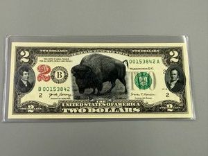 American Bison Unc $2 Note in Holder
