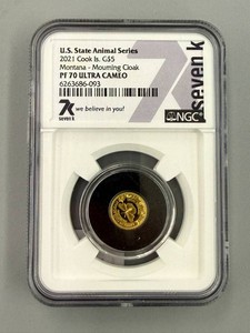 2021 PF70 Ultra Cameo Cook Island $5 Gold US State Animal Series Coin .5 Grams .9999 Fine Gold
