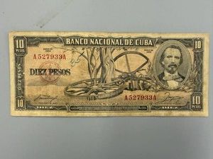 1956 10 Pesos Cuba Banknote