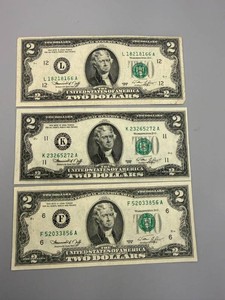 2 1976 $2 Notes F6, K11 & L12