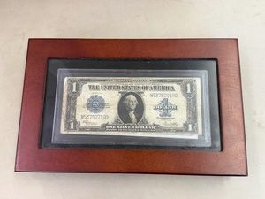 1923 $1 Silver Certificate (Horse Blanket) In Wood Display Box
