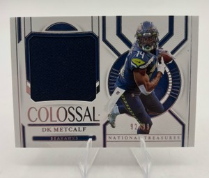 2020 Panini National Treasures Colossal Materials DK Metcalf Game-Worn Patch Card Numbered 9299