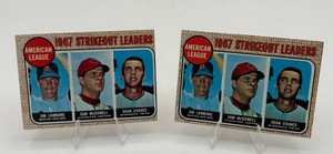 Lot of Two 1968 Topps Baseball American League Strikeout Leaders #12 Jim Lonbog  Sam McDowell  Dean Chance