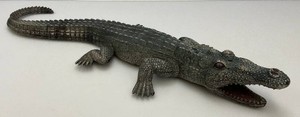 28 12 Long Hard Rubber Alligator (Battle Wounds Present One Missing Toe And Small Hole In Head)