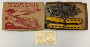 Vintage 1940s Hafner  Union Pacific Mechanical Key Wind Train In Original Box (WORKS)