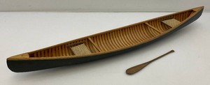 Vintage Miniature 27  Wooden Canoe Model