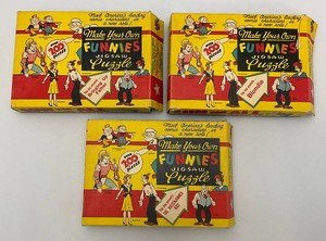 Vintage Highly Collectible Make Your Own Funnies Jig Saw Puzzles In Original Boxes