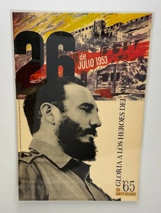 Original 1965 Fidel Castro Glory To The Heroes Laminated Poster 18 x 28 Poster