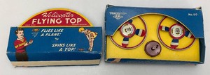 1950s-60s RARE Vintage West Germany Strauss Tin Litho Helicopter Flying Top No. 50 In Original Box