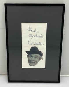 Framed Behind Glass Red Skelton Autograph Picture 8 x 12