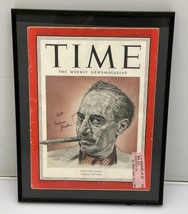 Framed Behind Glass Groucho Marx Autograph Time magazine 10 x 13