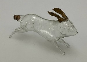 Est. $100.00-$200.00 RARE Antique Hand Blown Glass Rabbit Perfume Bottle 3