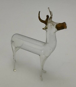 Est. $110.00-$150.00 RARE Antique Hand Blown Glass Deer Perfume Bottle 2 12 x 2 12