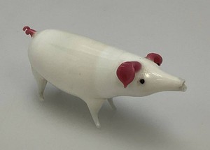Est. $100.00-$200.00 RARE Antique Hand Blown Glass Pig Perfume Bottle 3