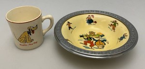 1920s Uncle Wiggily Childs Dish Golden Maine Made For Faberware By Leigh Potters 7 14 & Disney Mickey Mouse And Pluto Mug