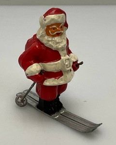 RARE Collectible Barclay Santa Cluas On Skis Miniature 3