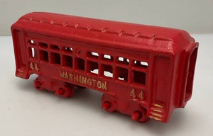 Vintage Cast Iron Washington No. 44 Train Car RED 8