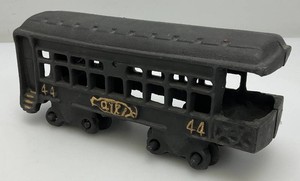 Vintage Cast Iron No. 44 Train Car Black 8