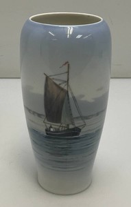 Vintage Royal Copenhagen Sail Boat Vase 6 34 Tall