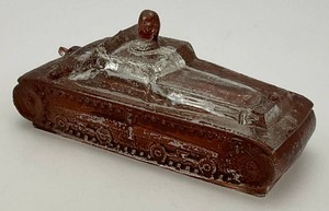 Vintage Mid Century Glass Tank Candy Container Brown Clear 4
