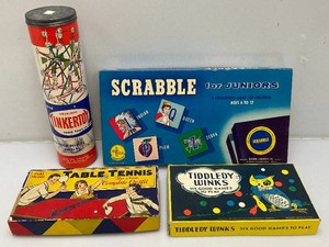 Misc. Vintage Games Including Scrabble For Juniors, Table Tennis And More (Some may Be Missing Pieces)