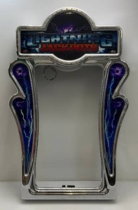 Very Cool Chromed Lightning Jackpots Slot Machine Accent Piece (Great For Man Cave Has Lights You Could Hook Up) 6 x 26 x 43