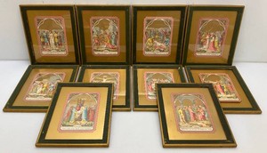 Vintage Framed Behind Glass Stations Of The Cross Prints (One Missing Glass)