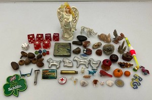 Junk Drawer Lot Including Agates, Miniature Cookie Cutters And More