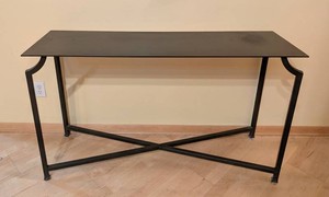 Modern Industrial Black Metal Console Table with X-Frame Base