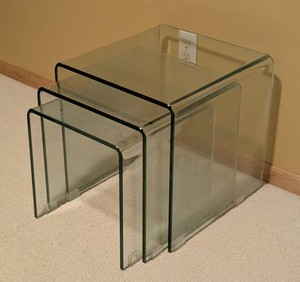 Vintage Mid-Century Modern Bent Glass Nesting Tables - Set of 3