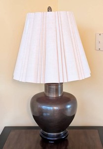 Table Lamp - Dark Bronze Urn-Style Pleated Shade