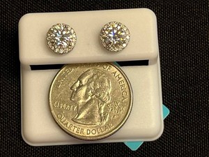 Moissanite Stud Earrings - Sterling Silver 1.83 CTW VVS D Color - $599 retail tag