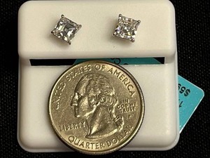 Moissanite Stud Earrings - Sterling Silver 1.60 CTW WSD Color - $599 retail tag