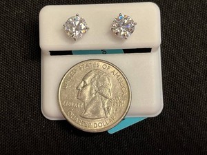 Moissanite Stud Earrings - Sterling Silver 2.40 CTW VVS D Color - $699 retail tag